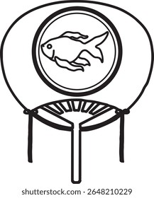 Japanese hand fan - goldfish - mono
