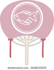 Japanese hand fan - goldfish - pink