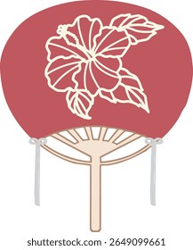 Japanese hand fan - Hibiscus -red