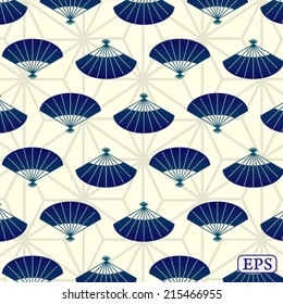 Japanese Hand Fan Pattern Background Stock Vector (Royalty Free) 215466955