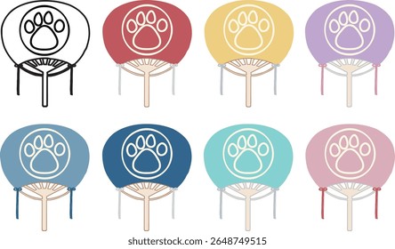 Japanese hand fan - paw pad - set
