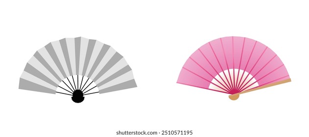 Japanese hand fan vector on white isolated