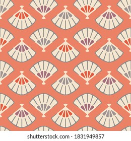 Japanese Hand Fan Vector Seamless Pattern