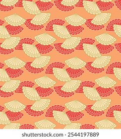 Japanese Hand Fan Vector Seamless Pattern