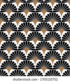 Japanese handheld fan floral vector seamless pattern.