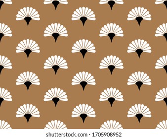 Japanese handheld fan floral vector seamless pattern.