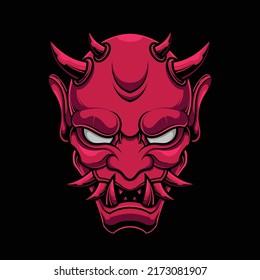 Japanese Hannya Devil Oni Mask Illustration