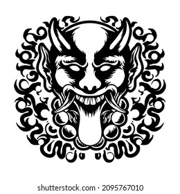 Japanische Hannya-Maske-Kopf-Vektorgrafik zum Shirt-Design