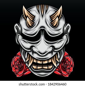 Japanese hannya mask. Premium vector