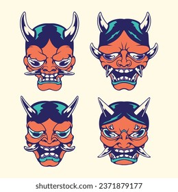 Japanese hannya mask vector art