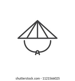 Japanese hat Kasa outline icon. linear style sign for mobile concept and web design. Oriental kasa hat simple line vector icon. Symbol, logo illustration. Pixel perfect vector graphics