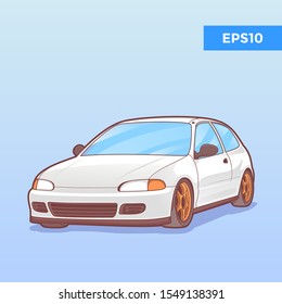 Japanese hatchback sports car illustration