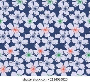 Japanese Hawaii Flower Vector Seamless Pattern