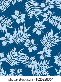 Japanese Hawaiian Flower Vector Seamless Pattern