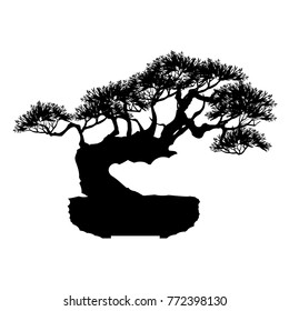 Bonsai Tree Black Silhouette Bonsai Detailed Stock Vector (Royalty Free ...