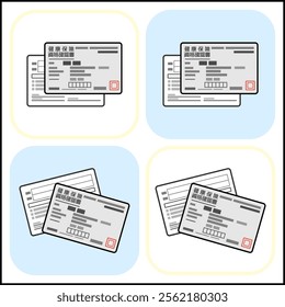 Japanese Health Insurance Eligibility Verification Certificate (健康保険資格確認書) Transparent color illustration with both front and back sides overlapping.
The white area around the card is transparent.