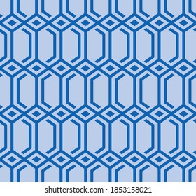 Japanese Heaxagon Line Vector Seamless Pattern