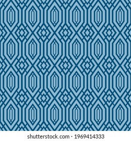 Japanese Hexagon Chain Zigzag Vector Seamless Pattern