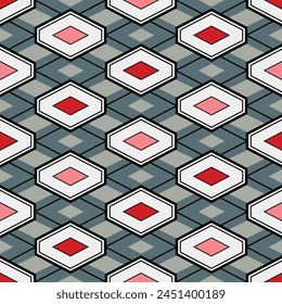 Japanese Hexagon Diamond Net Vector Seamless Pattern
