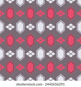 Japanese Hexagon Diamond Row Vector Seamless Pattern