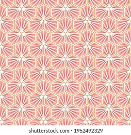 Japanese Hexagon Flower Petal Vector Seamless Pattern
