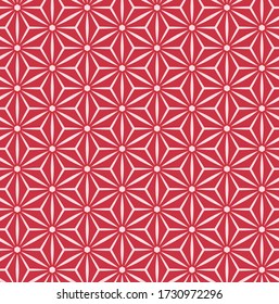 Japanese Hexagon Hemp Star Vector Seamless Pattern