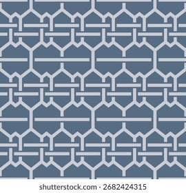 Japanese Hexagon Line Net Vector Seamless Pattern