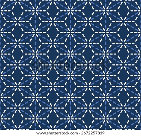 Japanese Hexagon Line Net Vector Seamless Pattern
