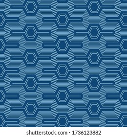 Japanese Hexagon Maze Vector Seamless Pattern