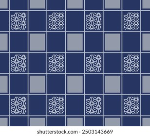 Japanese Hexagon Star Checkered Vector Seamless Pattern