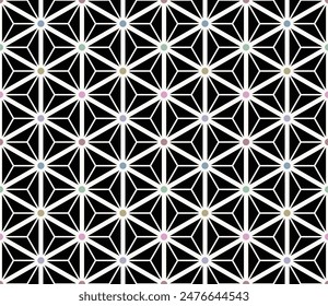 Japanese Hexagon Triangle Net Vector Seamless Pattern