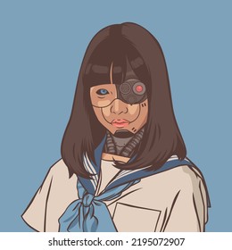 Japanese high school cyborg girl