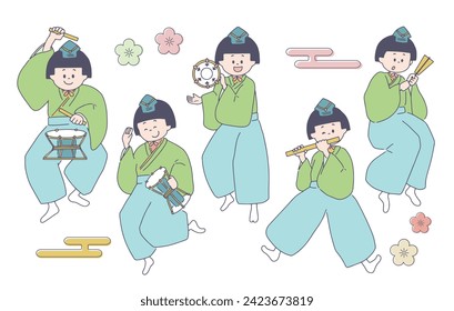 Japanese  Hina Matsuri vector illustration GoninBayashi
