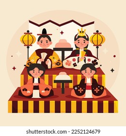 Japanese Hinamatsuri festival (Doll’s Day or Girls’ Day). Vector illustration