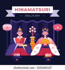 Japanese Hinamatsuri festival (Doll’s Day or Girls’ Day). Vector illustration.