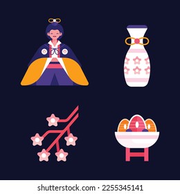 Japanese Hinamatsuri festival (Doll’s Day or Girls’ Day). Vector illustration.