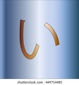 Japanese Hiragana alphabet hieroglyph - i, gold color