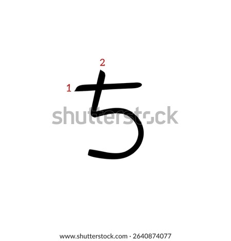 Japanese hiragana writing order  ta,chi,tsu,te,to