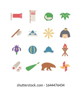 Japanese Holiday "KODOMO-NO-HI" Flat Icon Set