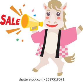 Japanese Horse cartoon character for New Year sale.