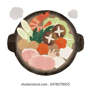 Japanese hot pot watercolor painting