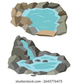 Japonês primavera quente onsen elementos isolados vetor ilustração no fundo branco