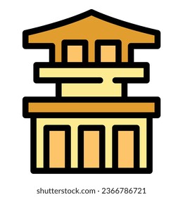 Japanese house icon outline vector. Japan kyoto. City tower color flat