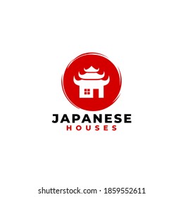 Japanese houses logo vector template. Japan themed illustration.