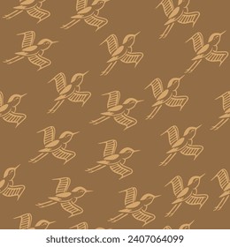 Japanese Humming Bird Motif Vector Seamless Pattern