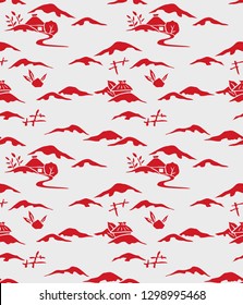 Japanese Hut and Hill Pattern