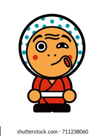 Japanese hyottoko mask cartoon illustration