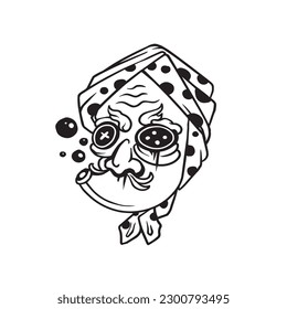 japanese hyottoko mask hand drawn illustrattion traditional tattoo