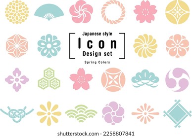 Japanese Icon Design Set - Spring Colors