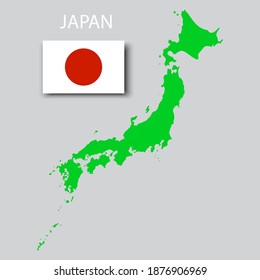 Japanese icon with green japan flag map. Map symbol. Isolated vector illustration. Stock image.